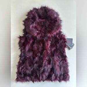 NWOT Adrienne Landau winter faux fur purple/plum vest. Size M